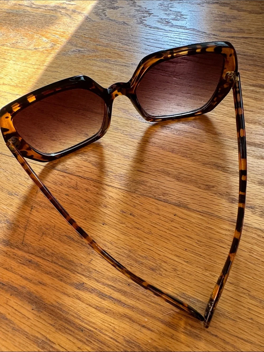 Tortoiseshell Oversized Square Women's Sunglasses - Brown Lenses